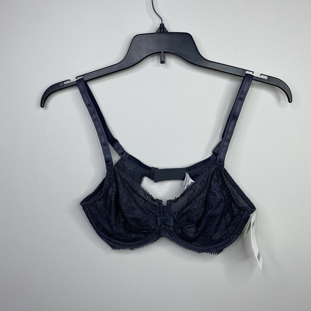 Chantelle Day to Night Unlined Underwire Lace Full Coverage Bra Gray Size 34D